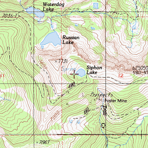 Topographic Map of Siphon Lake, CA