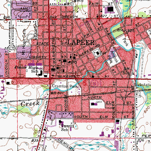 Topographic Map of Lapeer County Emergency Medical Services Station 1, MI