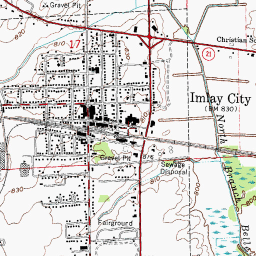 Topographic Map of Lapeer County Emergency Medical Services Station 3, MI
