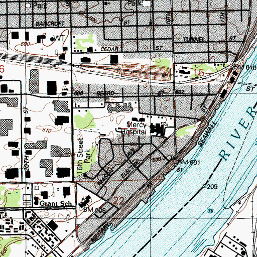 Topographic Map of Tri - Hospital Emergency Medical Services Station 2, MI