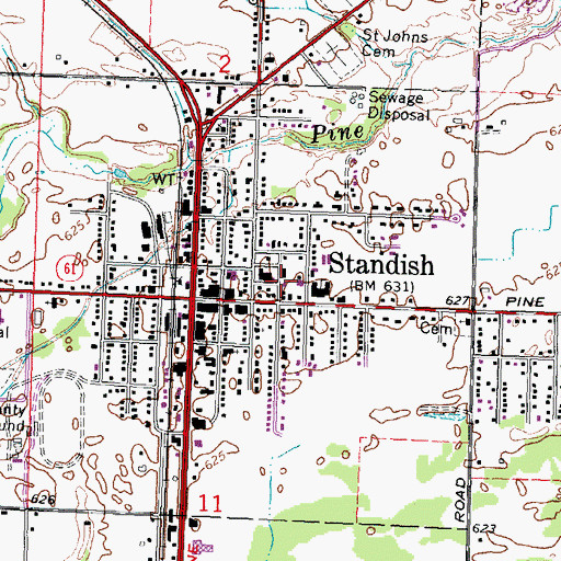 Topographic Map of Arenac County Emergency Medical Services Standish, MI