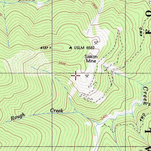 Topographic Map of Siskon Mine, CA
