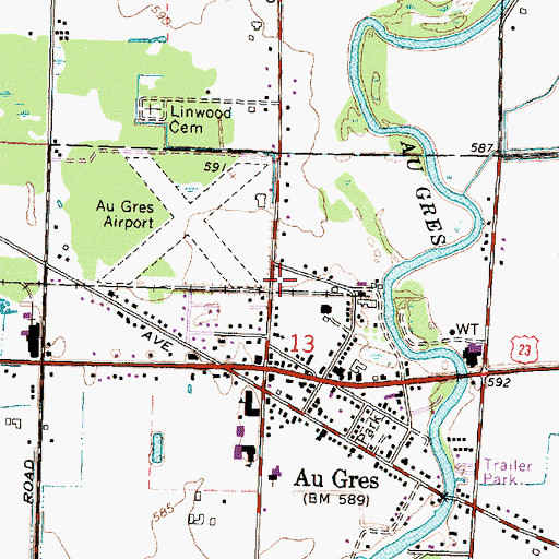 Topographic Map of Arenac County Emergency Medical Services Au Gres, MI