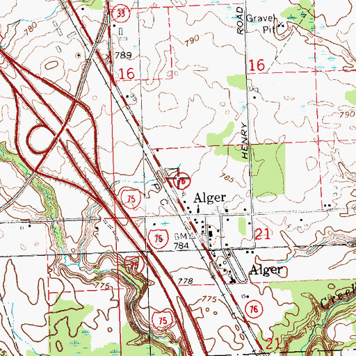Topographic Map of Arenac County Emergency Medical Services Alger, MI