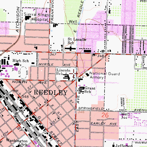 Topographic Map of Sequoia Safety Council Ambulance Reedley Station, CA