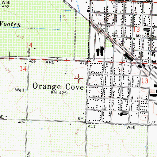 Topographic Map of Sequoia Safety Council Ambulance Orange Cove Station, CA