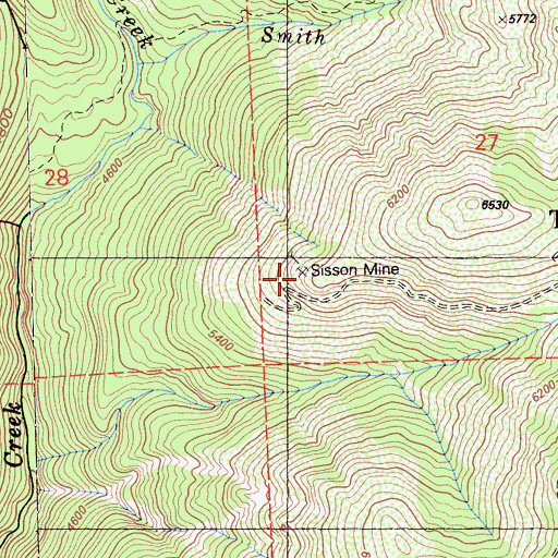Topographic Map of Sisson Mine, CA