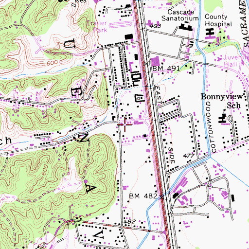 Topographic Map of Mercy Medical Ground Ambulance, CA