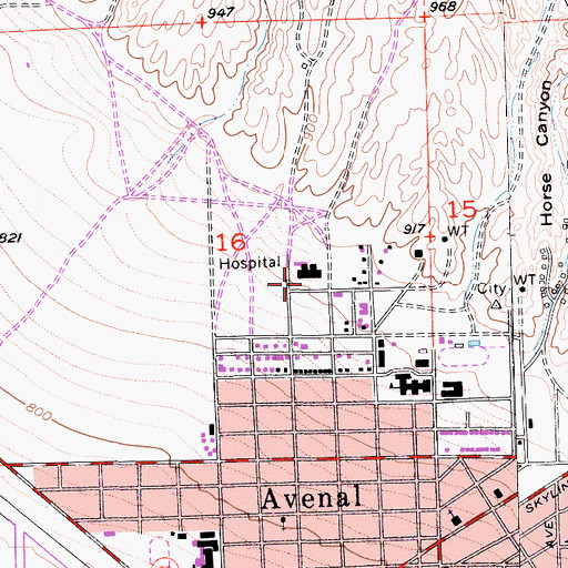Topographic Map of Avenal District Hospital Ambulance Service, CA