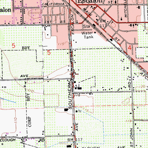 Topographic Map of Escalon Community Ambulance, CA