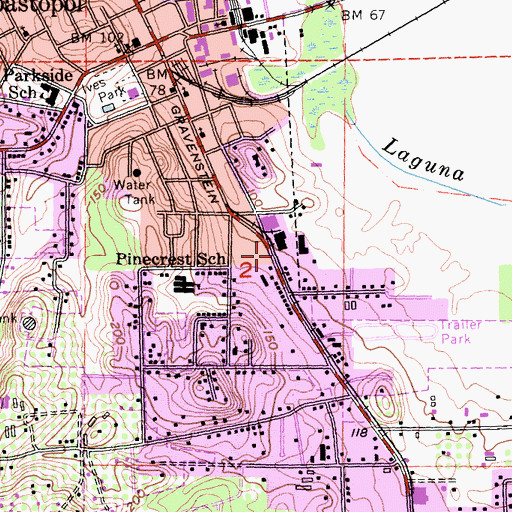 Topographic Map of Sonoma Life Support Post 18, CA