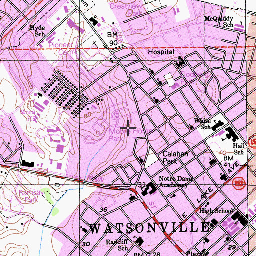 Topographic Map of American Medical Response Ambulance Service Santa Cruz Division, CA