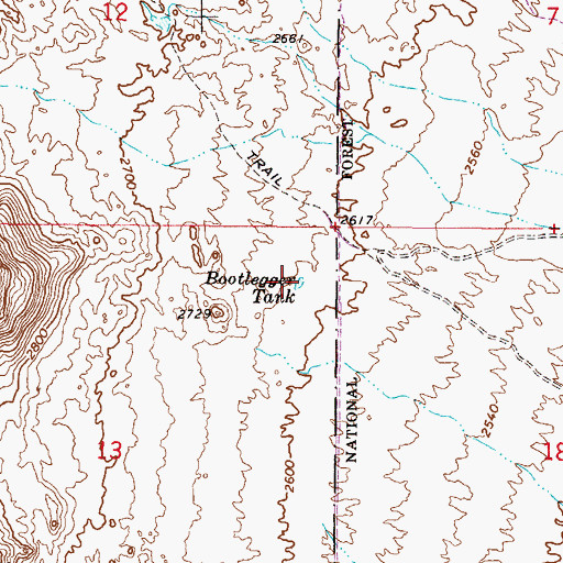 Topographic Map of Bootlegger Tank, AZ