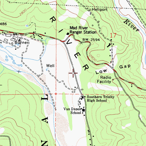 Topographic Map of Southern Trinity Area Rescue, CA