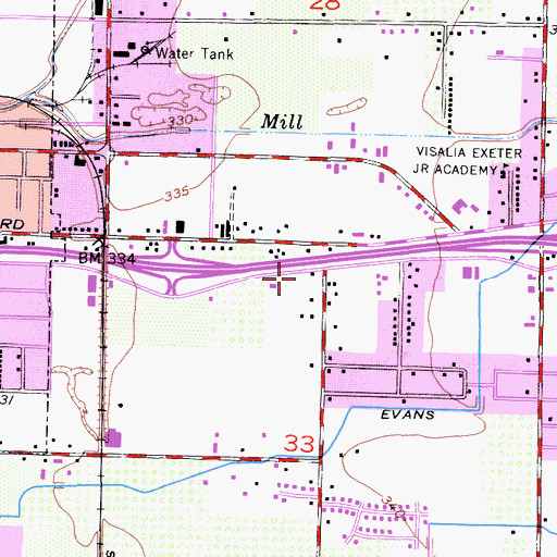 Topographic Map of American Ambulance Visalia, CA