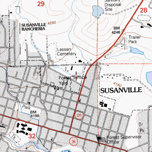 Topographic Map of South Lassen Ambulance, CA