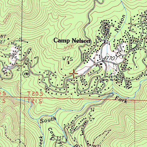 Topographic Map of Camp Nelson Volunteer Ambulance, CA