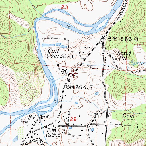 Topographic Map of Three Rivers Ambulance, CA