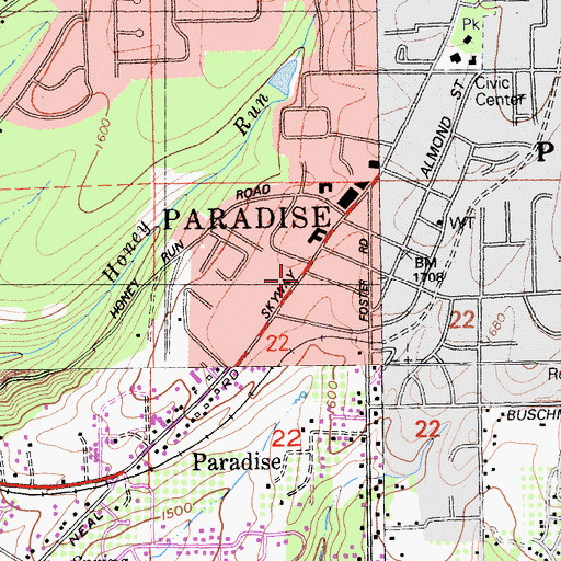 Topographic Map of First Responder Emergency Medical Services Station 14, CA
