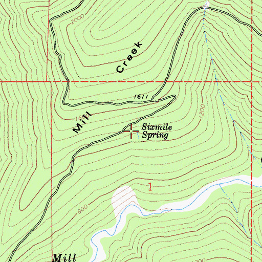 Topographic Map of Sixmile Spring, CA