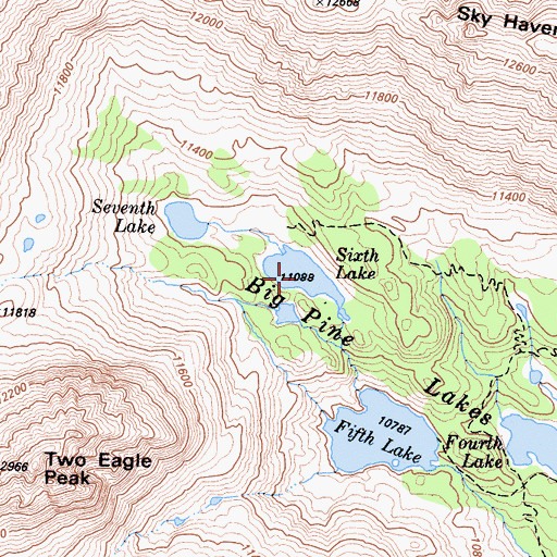 Topographic Map of Sixth Lake, CA
