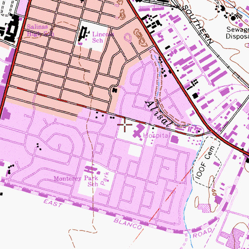 Topographic Map of Central Coast Ambulance Service, CA