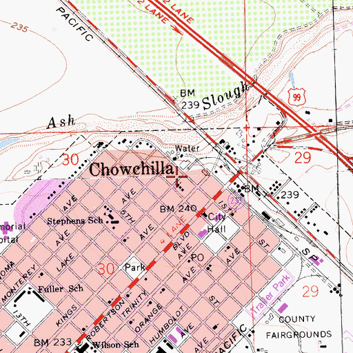 Topographic Map of Pistoresi Ambulance Service, CA