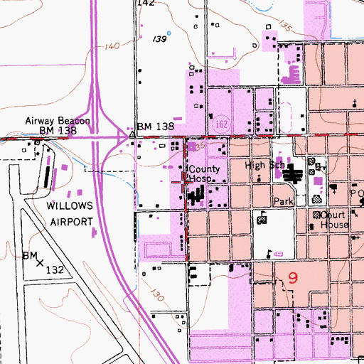 Topographic Map of Enloe Ambulance Service Willows, CA
