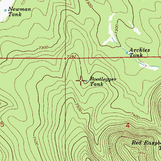 Topographic Map of Bootlegger Tank, AZ