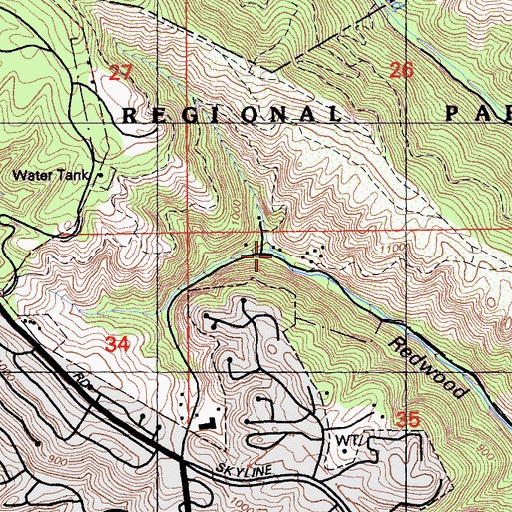 Topographic Map of East Bay Regional Park District Ambulance Station 2, CA