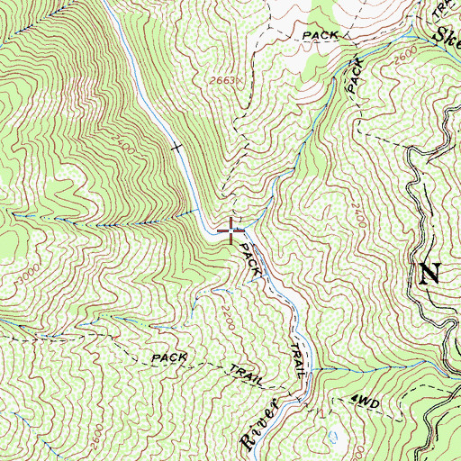 Topographic Map of Skeleton Creek, CA
