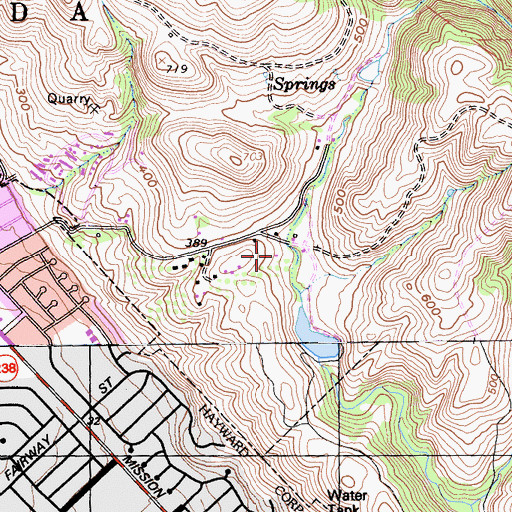 Topographic Map of East Bay Regional Park District Ambulance Station 7, CA