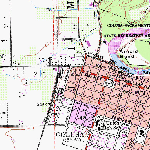 Topographic Map of Enloe Ambulance Service Colusa, CA