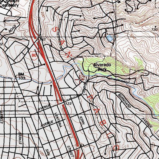 Topographic Map of East Bay Regional Park District Ambulance Station 9, CA