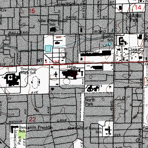 Topographic Map of Advocate Lutheran General Hospital, IL