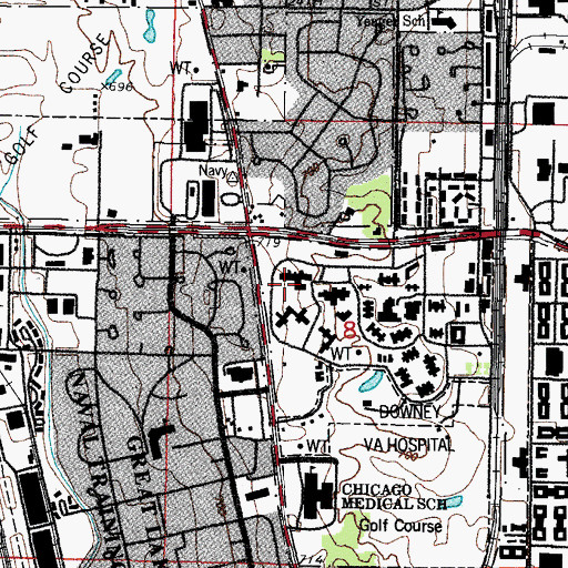 Topographic Map of Captain James A Lovell Federal Health Care Center, IL