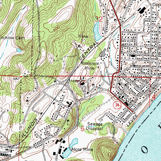 Topographic Map of Hardin County General Hospital, IL