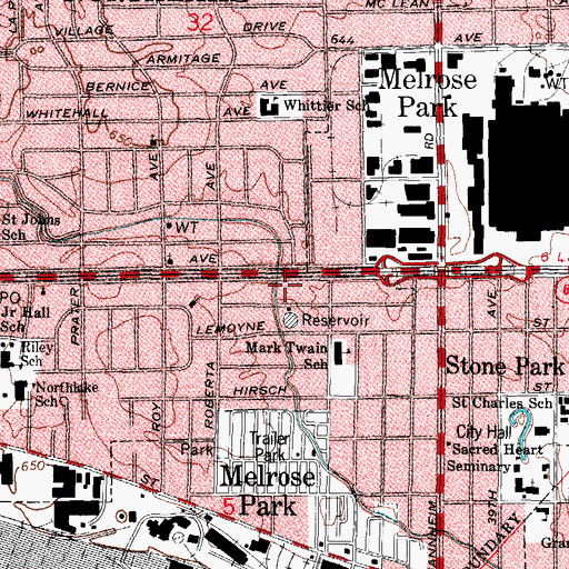 Topographic Map of Chicago Kindred Hospital Northlake, IL
