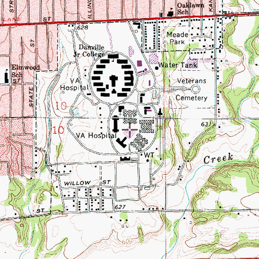 Topographic Map of Veterans Affairs Illiana Health Care System Medical Center, IL