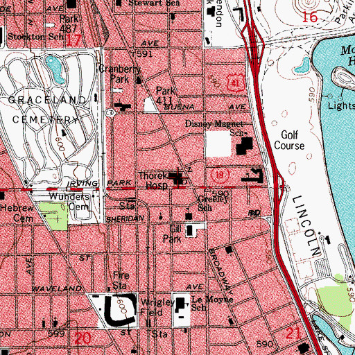Topographic Map of Thorek Memorial Hospital, IL