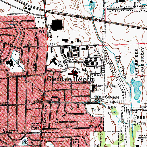Topographic Map of Amita Health Adventist Medical Center GlenOaks, IL
