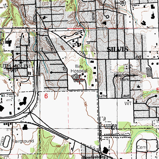 Topographic Map of Genesis Medical Center Illini Campus, IL