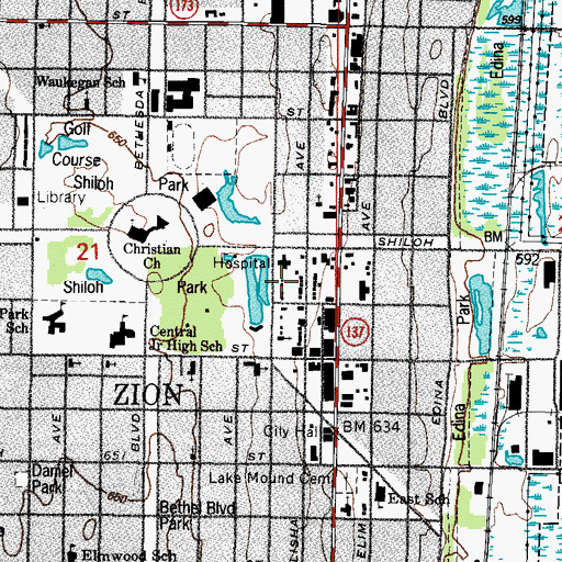 Topographic Map of Midwestern Regional Medical Center, IL