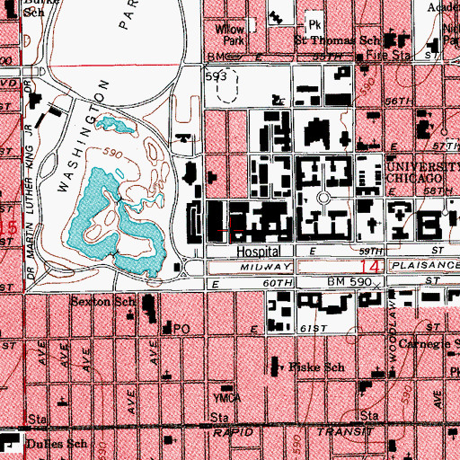 Topographic Map of University of Chicago Medical Center, IL