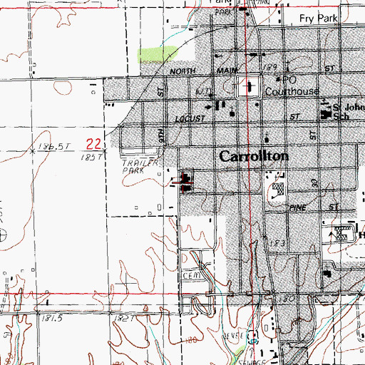Topographic Map of Thomas H Boyd Memorial Hospital, IL