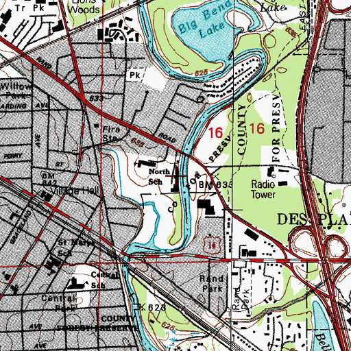 Topographic Map of Maryville Scott A Nolan Center, IL