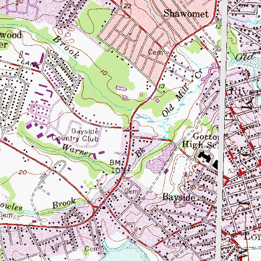 Topographic Map of Warwick Fire Department Station 4, RI