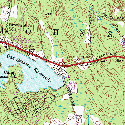 Topographic Map of Johnston Fire Department Station 4, RI
