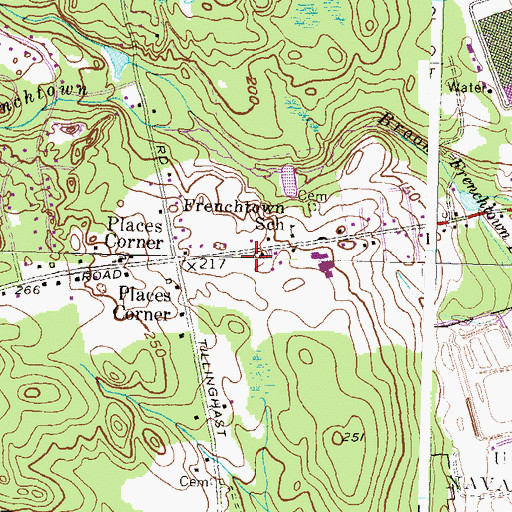 Topographic Map of East Greenwich Fire District Station 2, RI