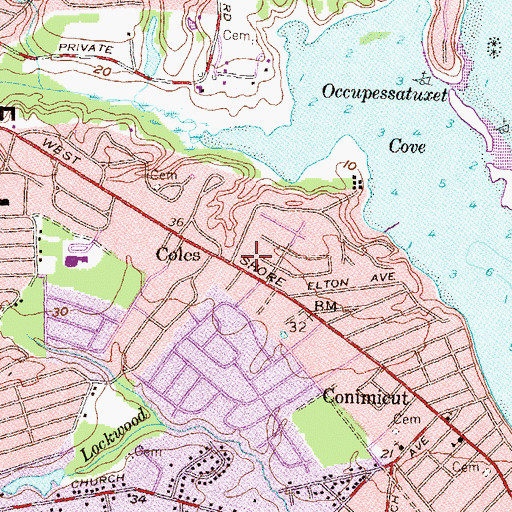 Topographic Map of Warwick Fire Department Station 6, RI